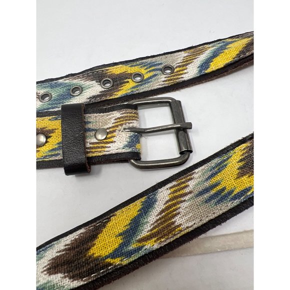 Elise M Boho Genuine Leather Belt Womens M/L Multicolor Buckle Hippie - Picture 5 of 6